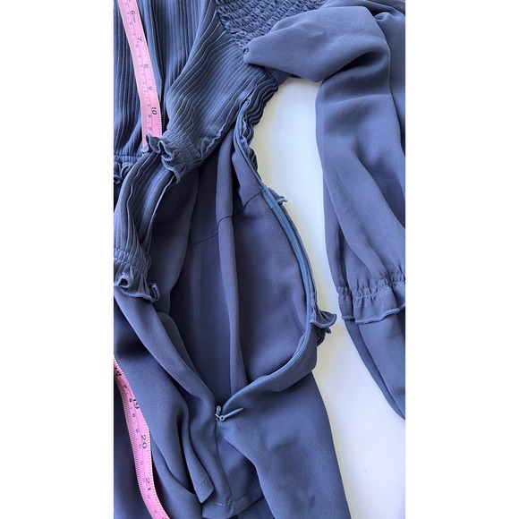 Cistar New York Blouse Ruffles Smocked Waist Balloon Sleeves Pleated Blueberry S - Picture 14 of 17